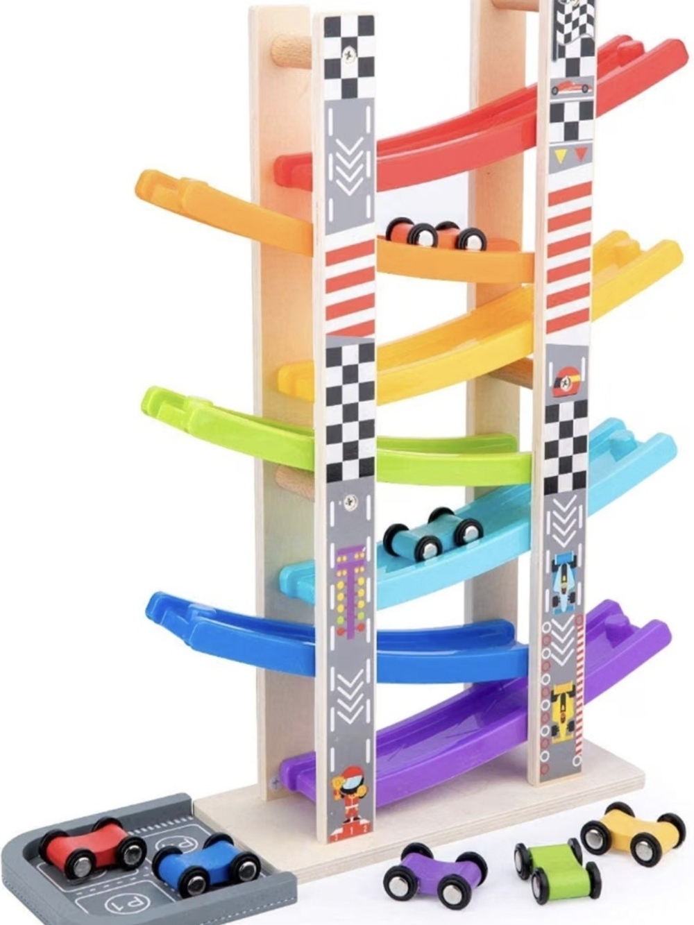 Rainbow Ramp Racer - Multicolor Wooden Car Track - Picture 2 of 4